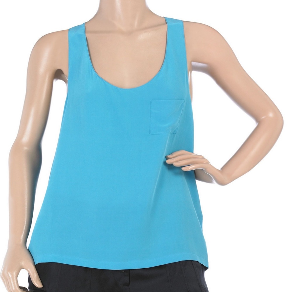 Alexander Wang Teal Silk Pocket Tank